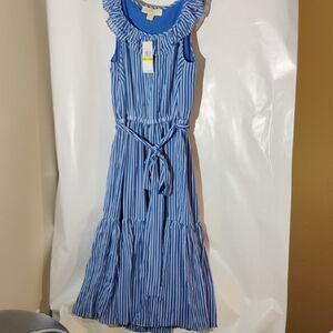 Elegant Michael Michael Kors Blue Striped Sleeveless Dress Size P Medium